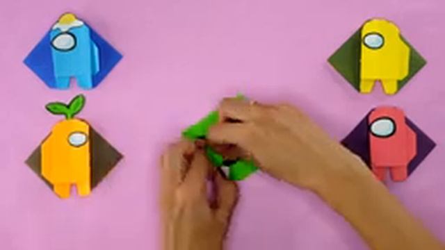 How to make origami AMONG US bookmark [AMONG US DIY] смотреть онлайн
