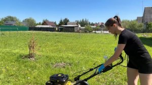 Мне купили машину! Обзор на газонокосилку с бензиновым двигателем #Champion #LM5347 #газонокосилка