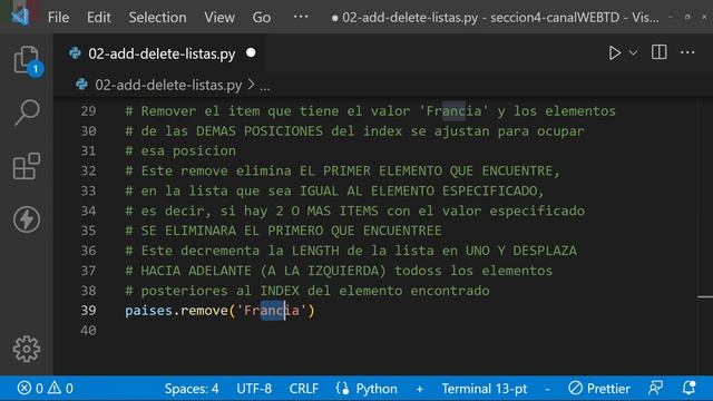 Listas en Python | Estructuras de datos | Python lists - ValueError: list.remove(x): x not in list смотреть онлайн