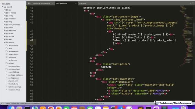 Laravel 9 Tutorial #100 | Shopping Cart (II) | Show Cart Items | Create Cart Items Products Relatio смотреть онлайн