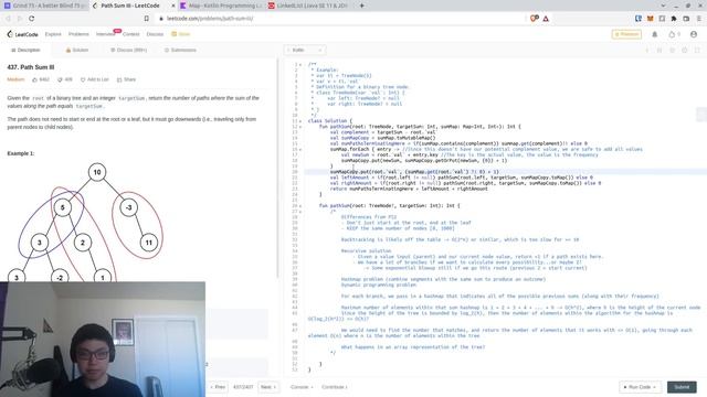 Terrible LeetCode in Kotlin: #437 Path Sum III смотреть онлайн