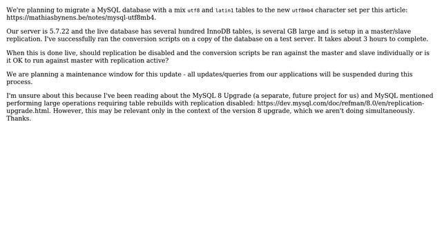 Databases: MySQL utf8mb4 Migration - Replication Considerations смотреть онлайн