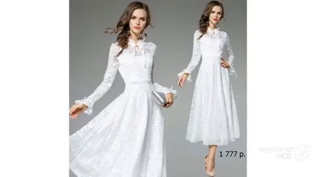 Длинное кружевное платье