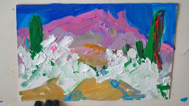 white trees. Acrilic painting tutorial. Мастеркласс. Акриловая живопись. Пейзаж с белыми деревьями. смотреть онлайн