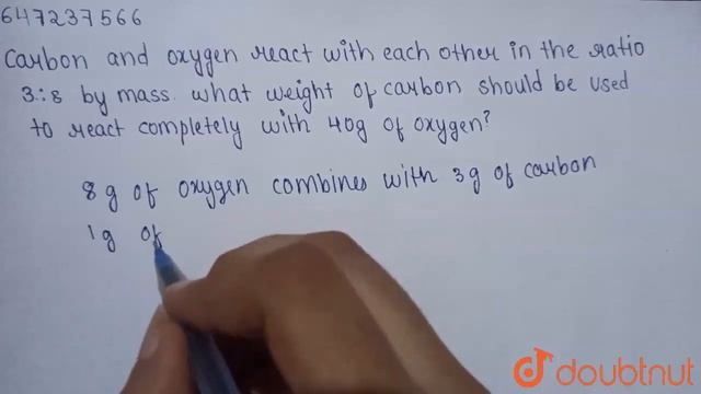 Carbon and oxygen react with each other in the ratio 3 : 8 by mass. What weight of carbon should... смотреть онлайн