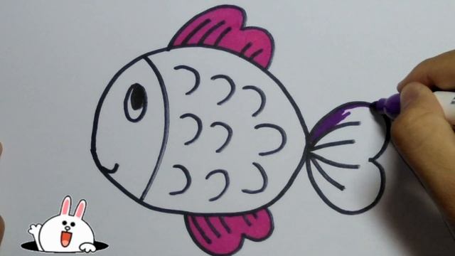 Bolalar uchun baliq chizish - Как нарисовать рыбу для детей - Children's drawing of a fish смотреть онлайн
