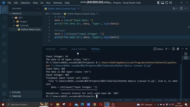 Python Basics - Inputting Data from User (Lesson 5) смотреть онлайн