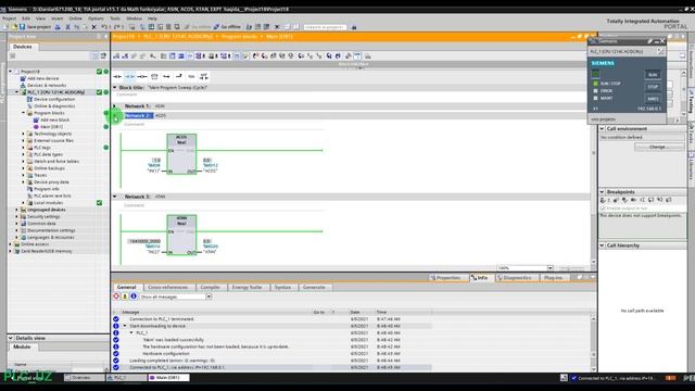 S71200 18; TIA portal v15 1 da Math funksiyalar; ASIN, ACOS, ATAN, EXPT haqida смотреть онлайн