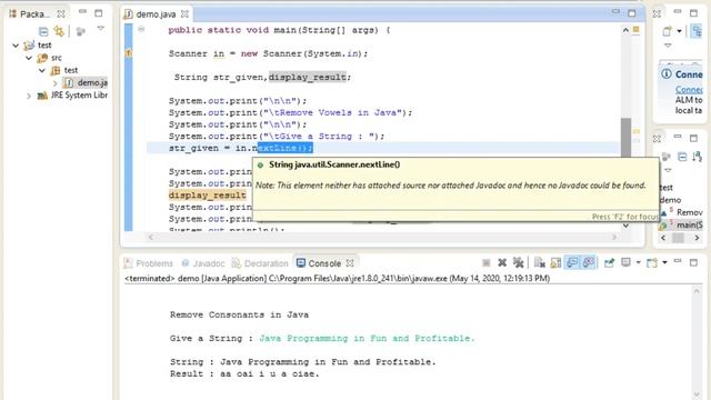 Remove Vowels in Java смотреть онлайн