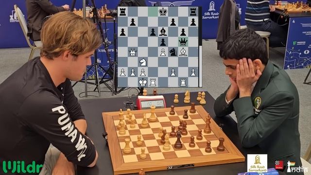 The first ever encounter between Magnus Carlsen and Nihal Sarin | World Blitz 2023 смотреть онлайн