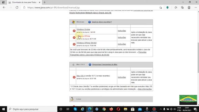 Como baixar o instalador off line do Java 32bits e 64bits смотреть онлайн