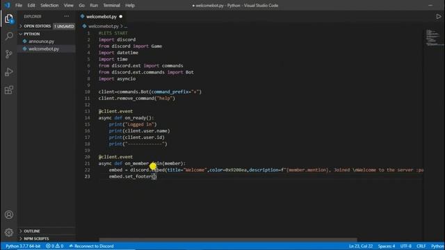 Making of welcome bot discord | How to make a discord bot using discord.py | WELCOMER BOT TUTORIAL смотреть онлайн