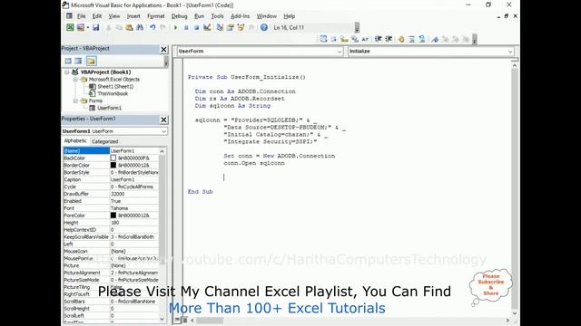 Excel VBA Code Adodb Get Any Selected SQL Server Table смотреть онлайн