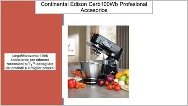 Continental Edison cerb100wb profesional Robot de cocina, 1000 W, Negro, accesorios смотреть онлайн
