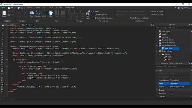 Save Tools | Roblox Scripting Tutorial