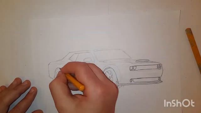 как нарисовать Dodge Challenger Demon