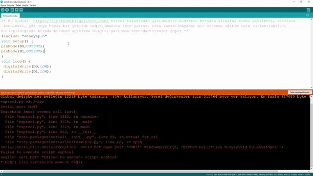 Deneyap Kart-Bölüm80- Failed to Executescript Esp Tool Hatasını Giderme смотреть онлайн