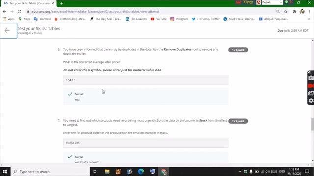 Excel skill for business intermediate I all assessment answer. Coursera quiz (1-6) answer смотреть онлайн