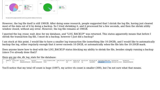 Databases: Sql Server 2017 - Cannot shrink transaction log file, blocked by LOG_BACKUP status смотреть онлайн