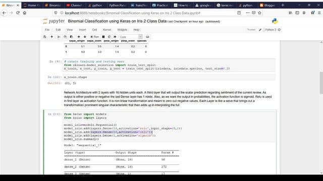 Keras Binomial Classification Iris Data смотреть онлайн