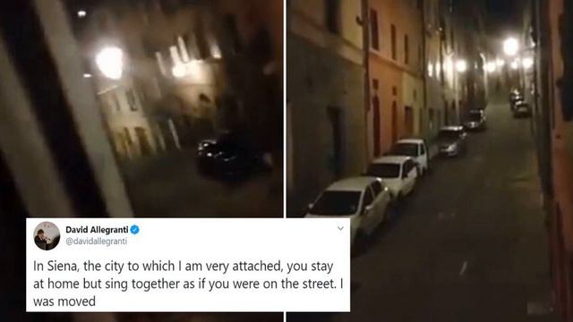 Video shows quarantined Italians singing together from their windows while country is on lockdown смотреть онлайн