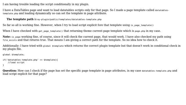 Wordpress: Conditionally check if page is using template from plugin directory смотреть онлайн