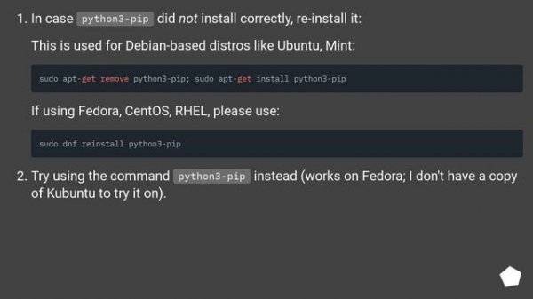 python3-pip installed but pip3 command not found?
