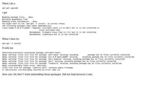 Unix & Linux: Debian Jessie: dpkg: unrecoverable fatal error, aborting смотреть онлайн