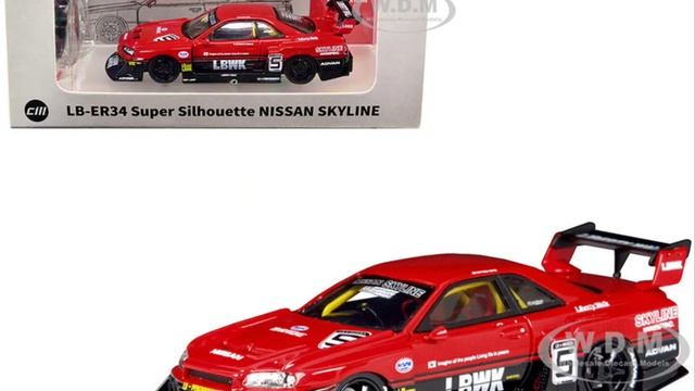 Nissan Skyline LB-ER34 Super Silhouette #5 RHD "Liberty Walk" Red/Black w/ Extra Wheels 1/64 Diecas смотреть онлайн