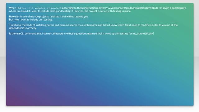 How do I include testing in an existing project created with vue cli? смотреть онлайн