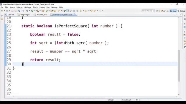 is perfect square number in java смотреть онлайн