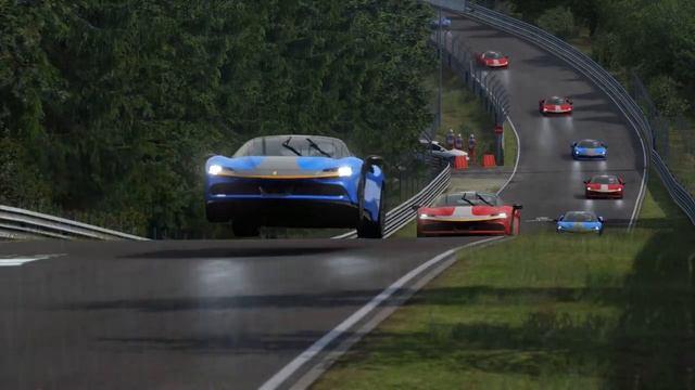Ferrari SF90 Stradale Hypercar Jump Racing at Nordschleife смотреть онлайн