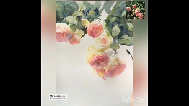 Ветка розы, акварель / Watercolour Roses
