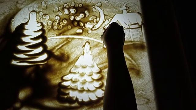 Рисуем песком. Новогодняя открытка. смотреть онлайн