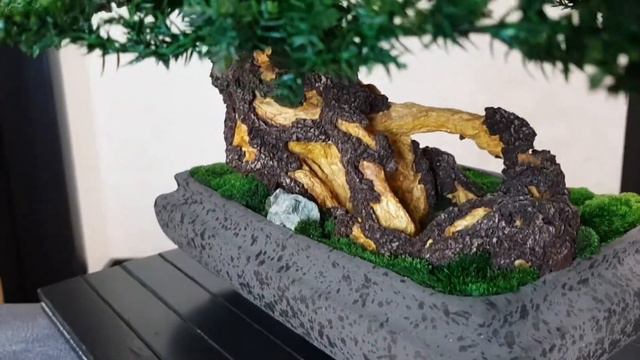 Bonsai tree. Artificial 18,9" ( 48 cm). Preserved natural juniper and moss. смотреть онлайн