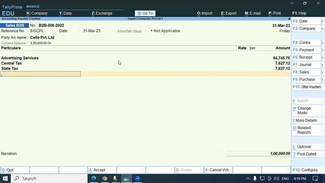 Supply of Services Entry in Tally Prime | GIT Education смотреть онлайн