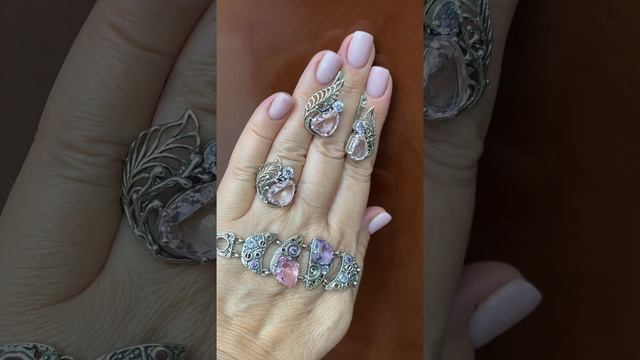 САМА НЕЖНОСТЬ! Розовый кварц - браслет, кольцо и серьги - серебро ВЕГА смотреть онлайн