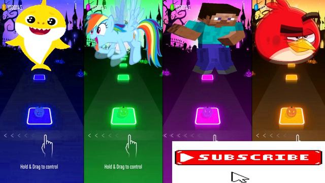 Baby Shark vs My Little Pony vs Minecrafte vs Angry Birds | Tiles Hop EDM Rush! смотреть онлайн
