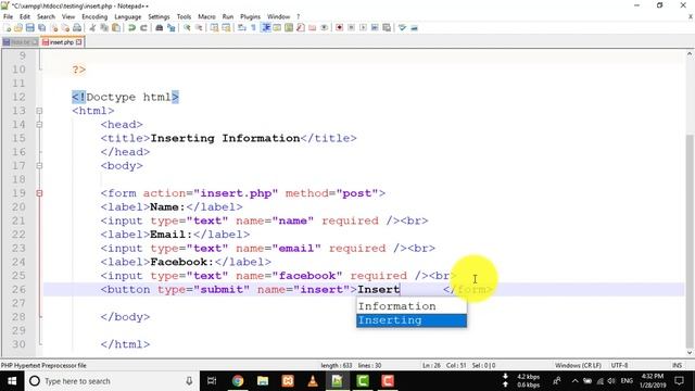 Insert Data Into MySQL Database Using PHP смотреть онлайн