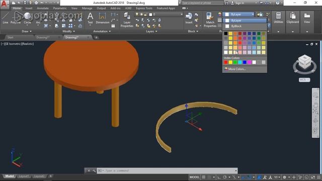 How To Draw Simple Round Chair in AutoCAD 3D for Beginner. смотреть онлайн