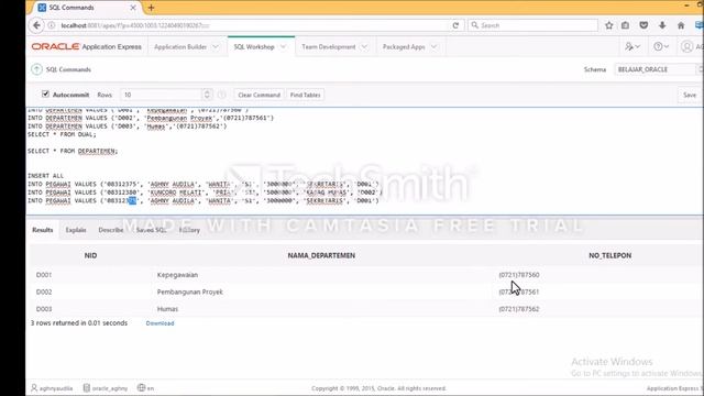 Tutorial Oracle Data Modeler dan APEX – Aghny Audila dan Mika Pramatami Kelas Basis Data 1 Yuri Rah смотреть онлайн