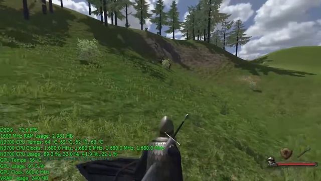 Braswell Pentium N3700 Gaming: Mount & Blade: Warband @ 720p смотреть онлайн