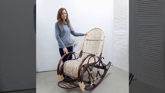 Кресло качалка плетеное из ивовой лозы с подножкой смотреть онлайн