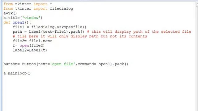 How to read contents of a file in a Window in Python