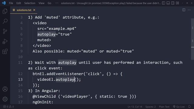 Uncaught (in promise) DOMException play failed because the user didn't interact with document (FIX) смотреть онлайн