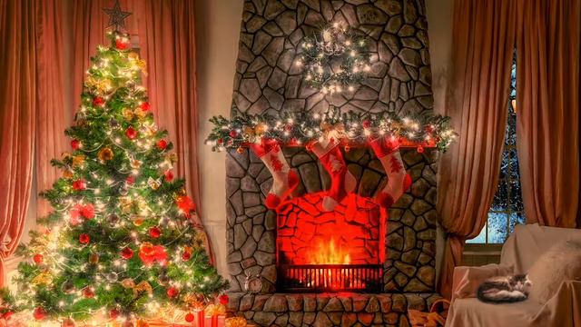 Relaxing Christmas Music Fireplace Sounds Cozy Christmas Ambience смотреть онлайн