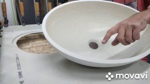 Подклейка интегрированной мойки из искусственного акрилового камня.