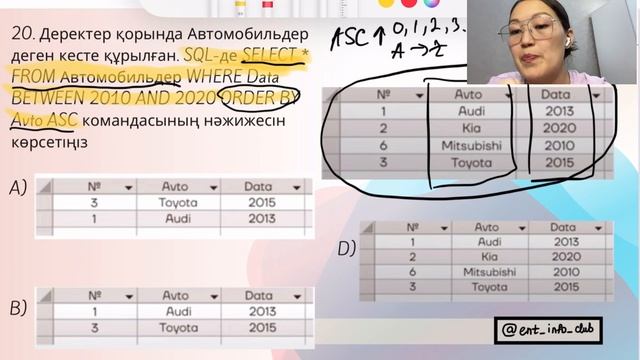 SQL-сұранысына #ұбт информатикадан есеп смотреть онлайн
