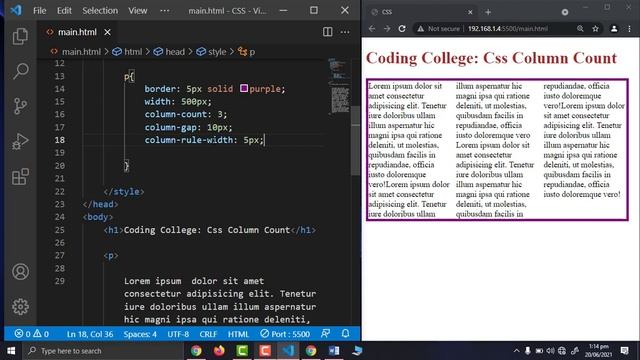 CSS Column Count Properties | Class 20th | || Coding college || смотреть онлайн