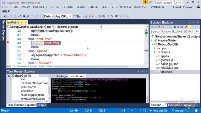 Debugging a Gulp Task смотреть онлайн